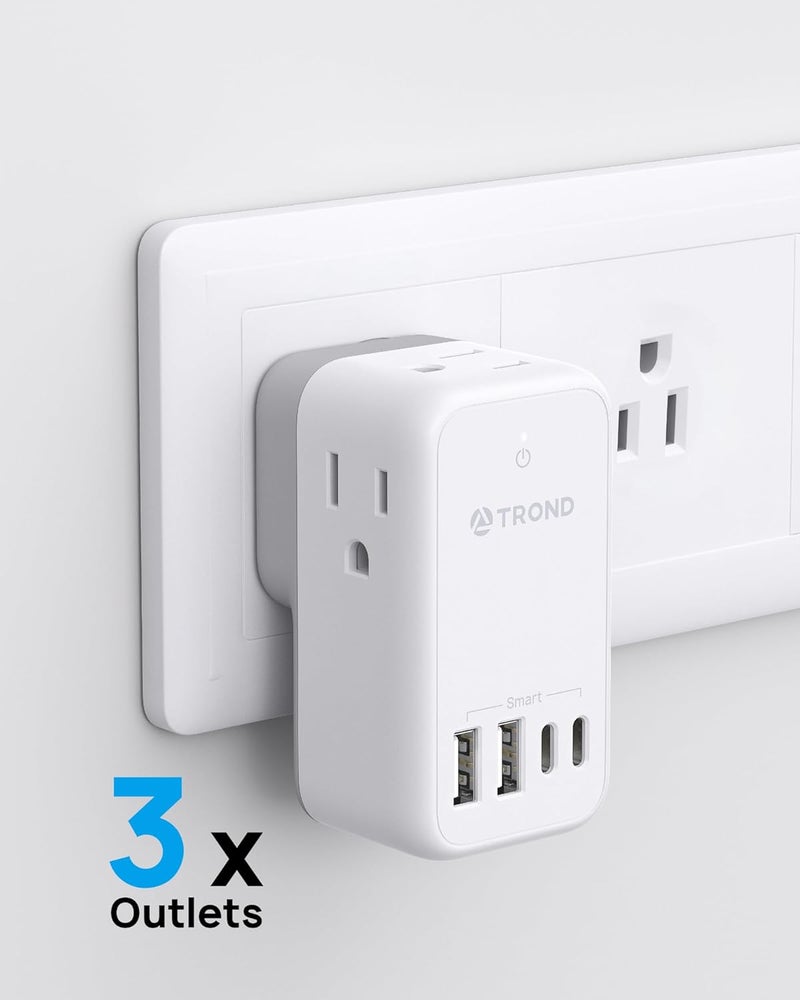 TROND Outlet Extender with 360 Rotating Plug, 3 AC Plug Splittet, Cruise Ship Essentials No Surge Protector with 4 USB Outlets, Compact for Carnival, Princess, Norwegian, MSC & Major Ship Lines - Image 3